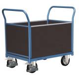  Plošinový vozík se dvěma madly s plnou výplní a bočními stěnami, do 1 000 kg, 100,6 x 219,7 x 80 cm