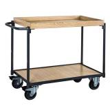  Policový vozík Manutan Rebord H s madlem, do 250 kg, 2 police, 83 x 101,3 x 51,3 cm