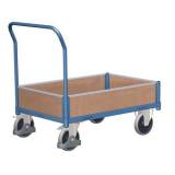  Plošinový vozík s madlem a nízkými plnými bočnicemi, do 500 kg, 100,6 x 112,5 x 70 cm