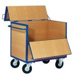  Uzavíratelný skříňový vozík s madlem a plnými stěnami, do 400 kg, 2 sklopné stěny