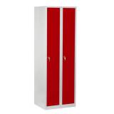  Svařovaná šatní skříň DURO VARIO, šedá/červená, cylindrický zámek
