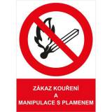 Zákazová bezpečnostní tabulka - Zákaz kouření a manipulace s plamenem, samolepicí fólie