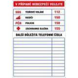  Informační bezpečnostní tabulky - Důležitá telefonní čísla, samolepicí fólie