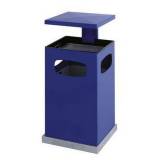  Kovový venkovní odpadkový koš s popelníkem, objem 70 l, modrý