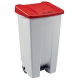  Plastový odpadkový koš Manutan Handy, objem 120 l, bílý/červený