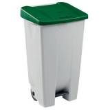  Plastový odpadkový koš Manutan Handy, objem 120 l, bílý/zelený