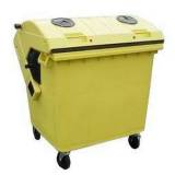  Plastová venkovní popelnice na tříděný odpad, objem 1 100 l, žlutá