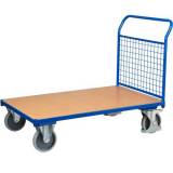  Plošinový vozík s madlem s mřížovou výplní, do 500 kg, 101,5 x 132,5 x 80 cm, modrý