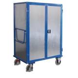  Vysoký skříňový vozík s madlem a 4 plnými stěnami, do 500 kg, 5 polic, 181 x 131,5 x 83 cm, modrý