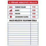  Informační bezpečnostní tabulky - Důležitá telefonní čísla, plast